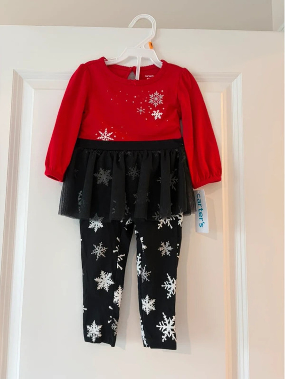 Carter’s Baby Girl Christmas Snowflake Tutu Legging Outfit 12M NWT